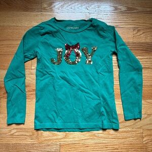 Crewcuts Kids Green Joy Sequin Shirt Girls Size 6-7